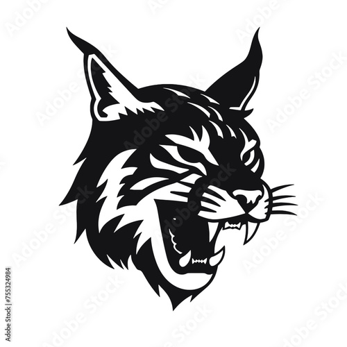 Bobcat silhouette face logo on white background