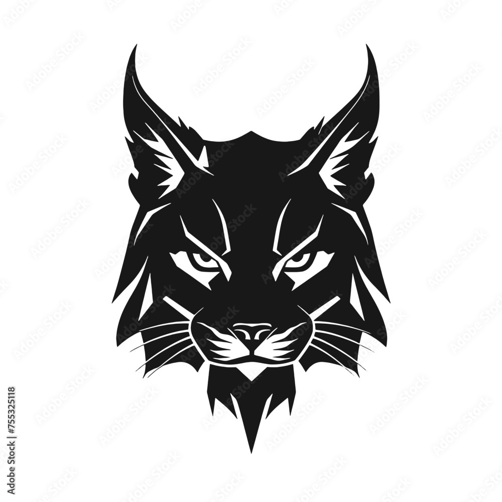Fototapeta premium Bobcat silhouette face logo on white background
