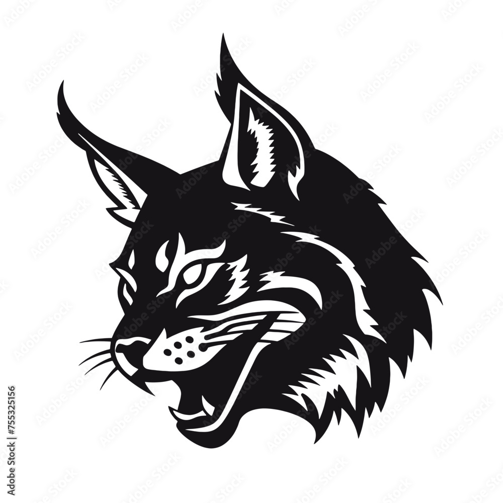 Fototapeta premium Bobcat silhouette face logo on white background