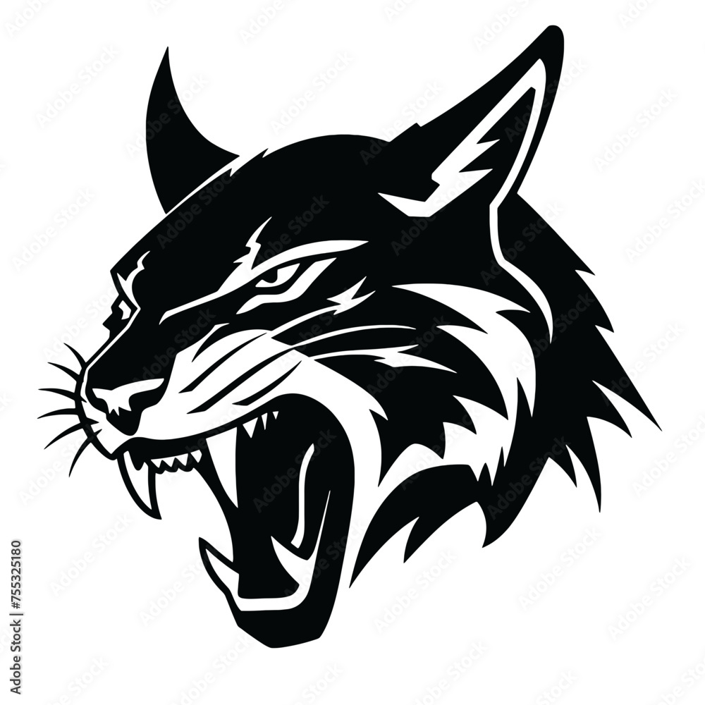 Obraz premium Bobcat silhouette face logo on white background