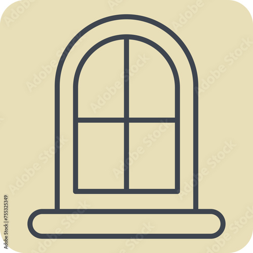 Icon Window. related to Building Material symbol. hand drawn style. simple design editable. simple illustration