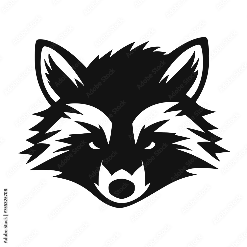 black racoon vector logo - black and white . Abstract drawing Vector illustration black racoon vector logo - black and white . Abstract drawing Vector illustration