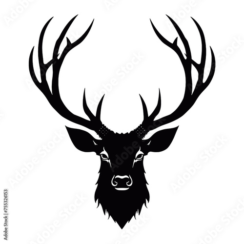 Deer head silhouette isolated on white background vector object