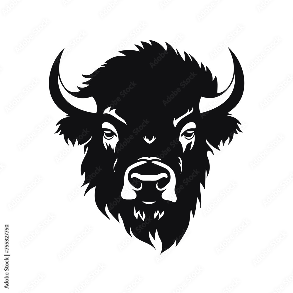 Bison Silhouette Vintage Logo Design Emblem Template