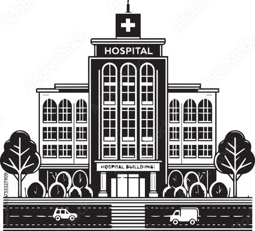 Contemporary Hospital Building Vector Art