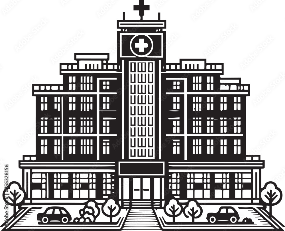 Fototapeta premium Contemporary Hospital Building Vector Art