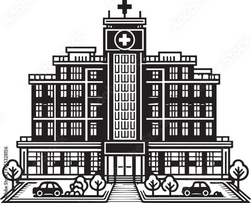 Contemporary Hospital Building Vector Art
