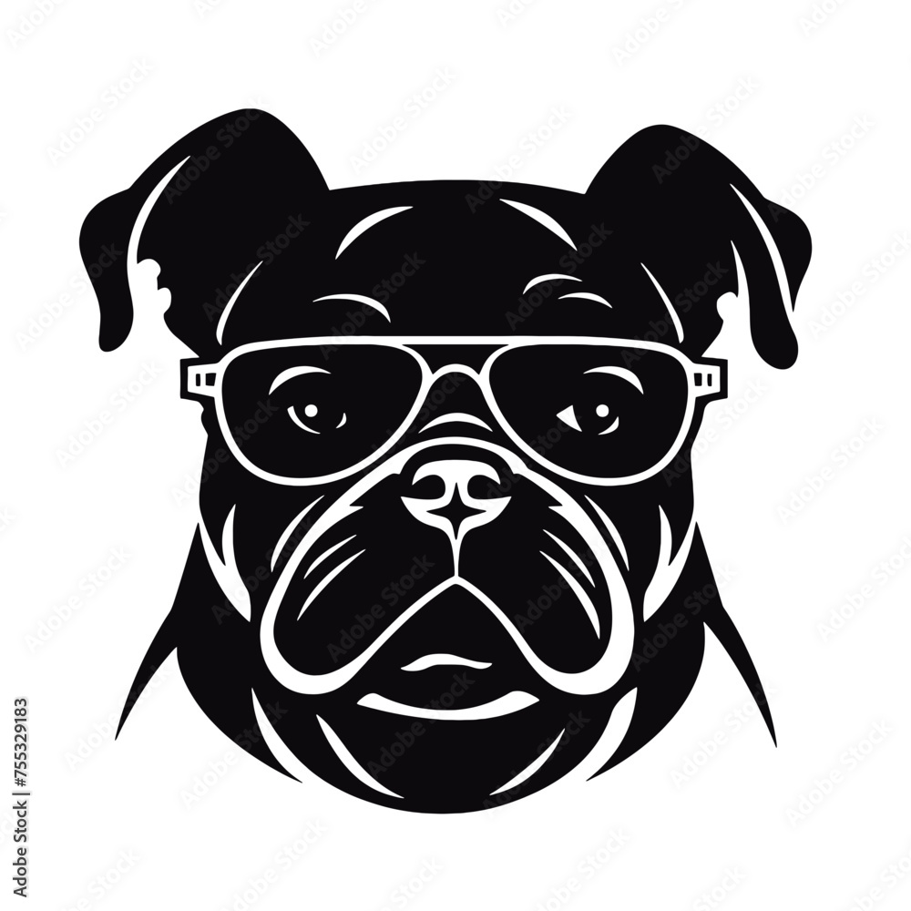 English bulldog wearing eyeglasses English bulldog wearing eyeglasses