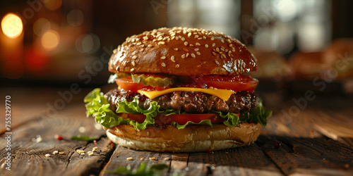  Beef Burger Homemade  Delicious Flame Burger Spree Background 
