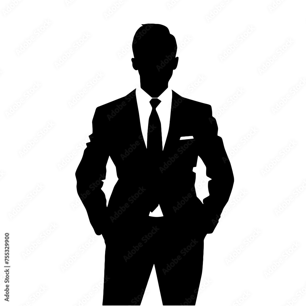 Businessman in suit avatar, front view. Abstract isolated vector silhouette Businessman in suit avatar, front view. Abstract isolated vector silhouette
