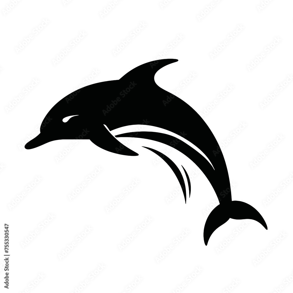Fototapeta premium dolphin logo icon , Silhouette 