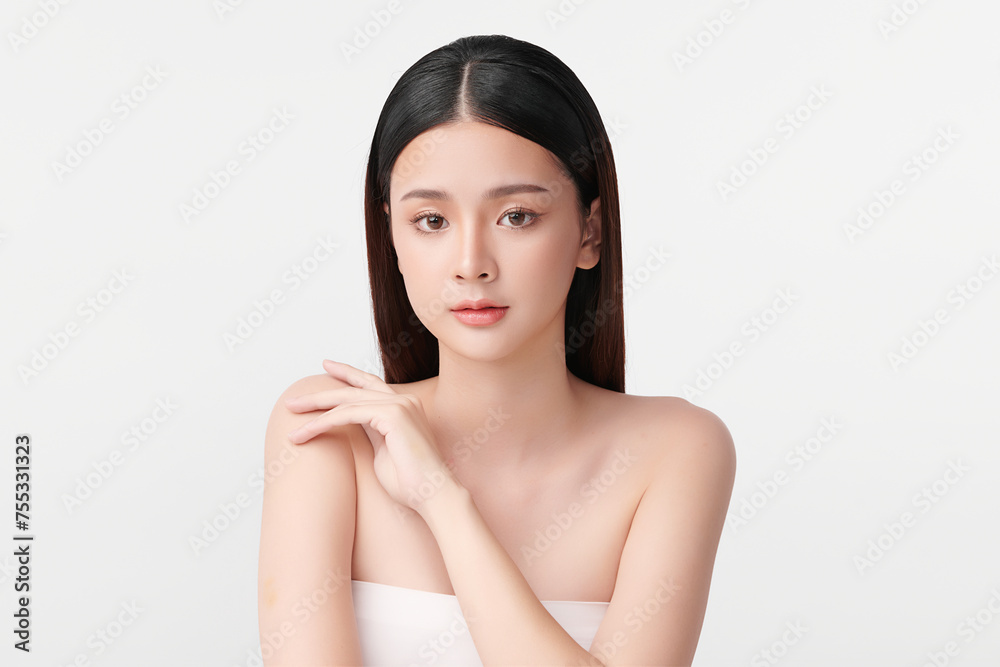 Beautiful young asian woman with clean fresh skin on white background, Face care, Facial treatment, Cosmetology, beauty and spa, Asian women portrait. Beautiful young asian woman with clean fresh skin on white background, Face care, Facial treatment, Cosmetology, beauty and spa, Asian women portrait.