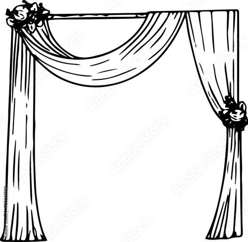 Hand drawn wedding arch illustration on transparent background.

