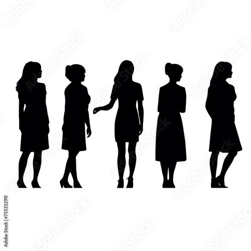silhouettes group of of women standing vector