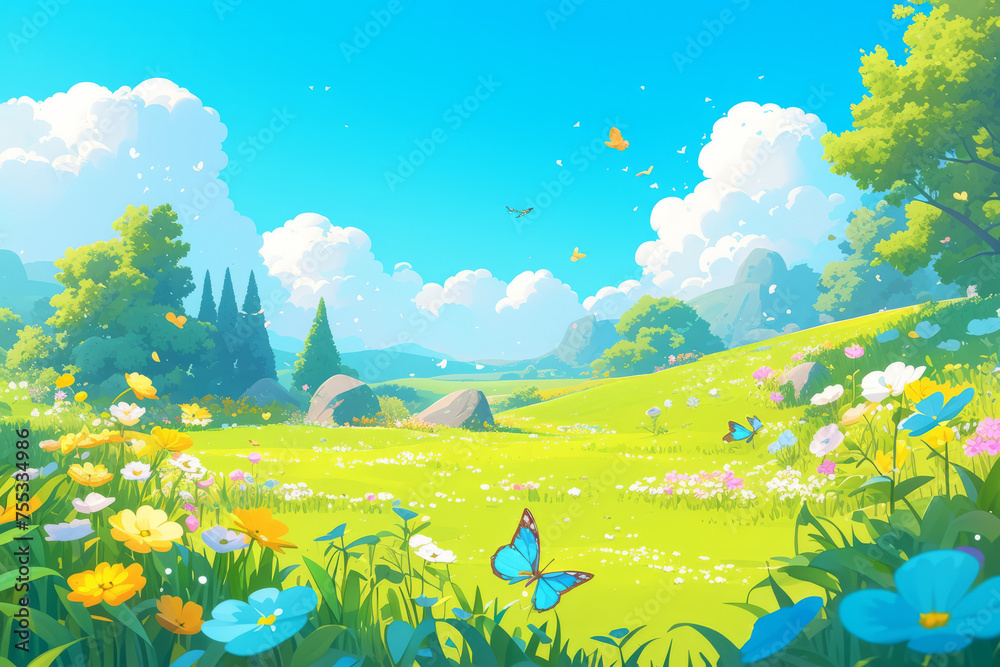 Fototapeta premium butterfly in spring flowers