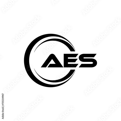 AES letter logo design in illustration. Vector logo, calligraphy designs for logo, Poster, Invitation, etc. photo