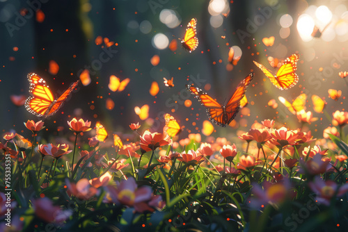 butterfly in spring flowers © nan