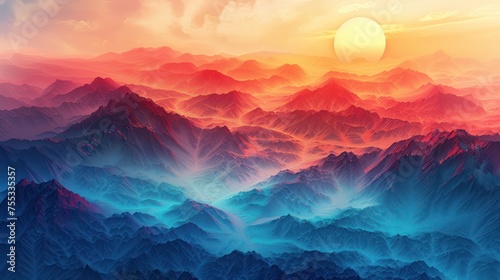 Warm Gradient Mountain Layers at Sunrise