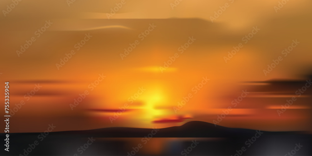 Sunset sunburst vector for background design.