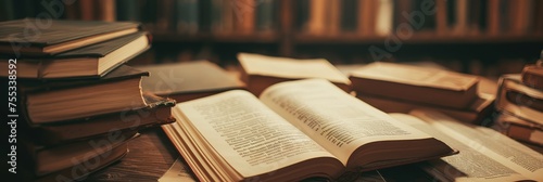 Vintage Books Spread on Library Table