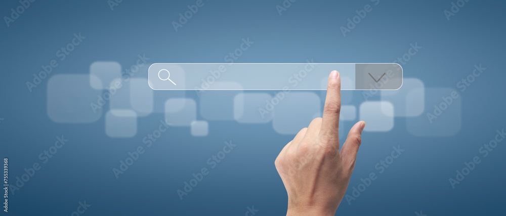 Hand pushing on touch screen interface Hand pushing on touch screen interface