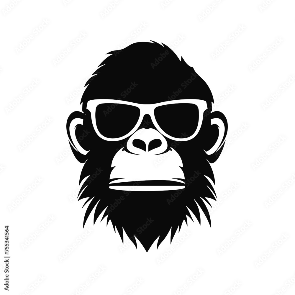 Monkey Wear A Black Sunglasses Monkey Wear A Black Sunglasses