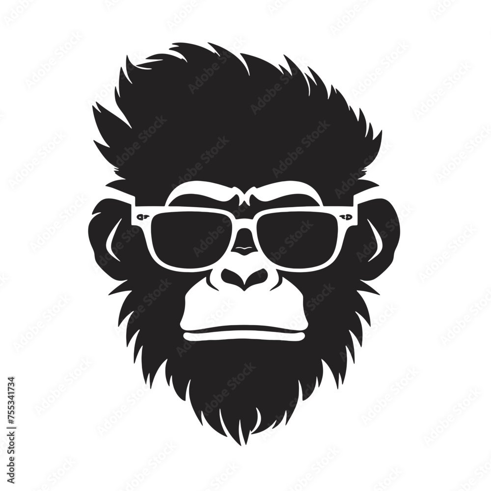 Monkey Wear A Black Sunglasses
