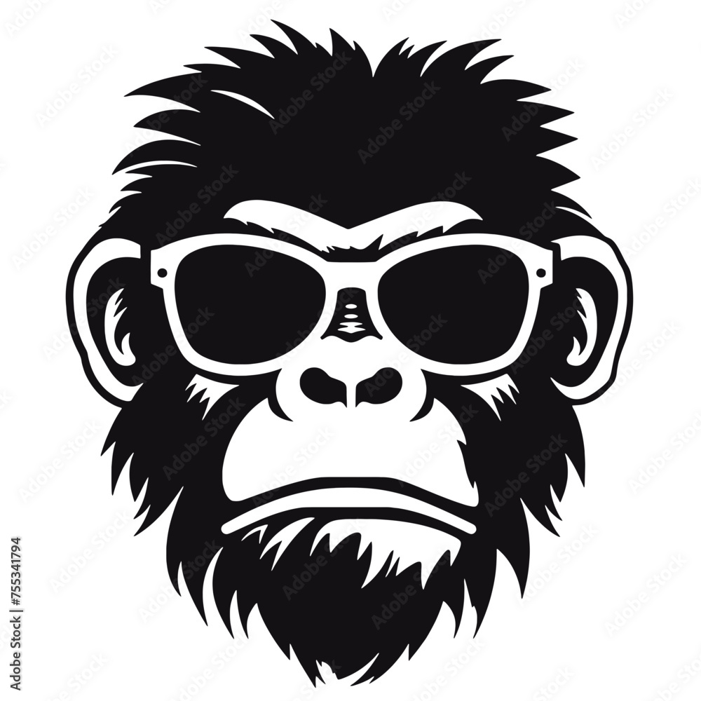 Fototapeta premium Monkey head with sunglasses