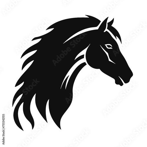 black mustang -  horse side view vector silhouette
