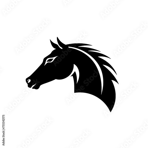 black mustang -  horse side view vector silhouette