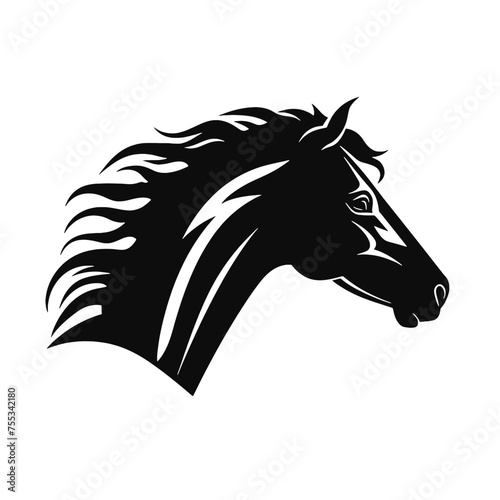 black mustang -  horse side view vector silhouette