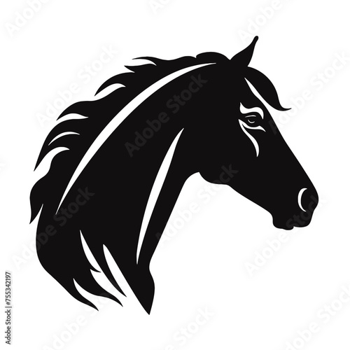 black mustang -  horse side view vector silhouette