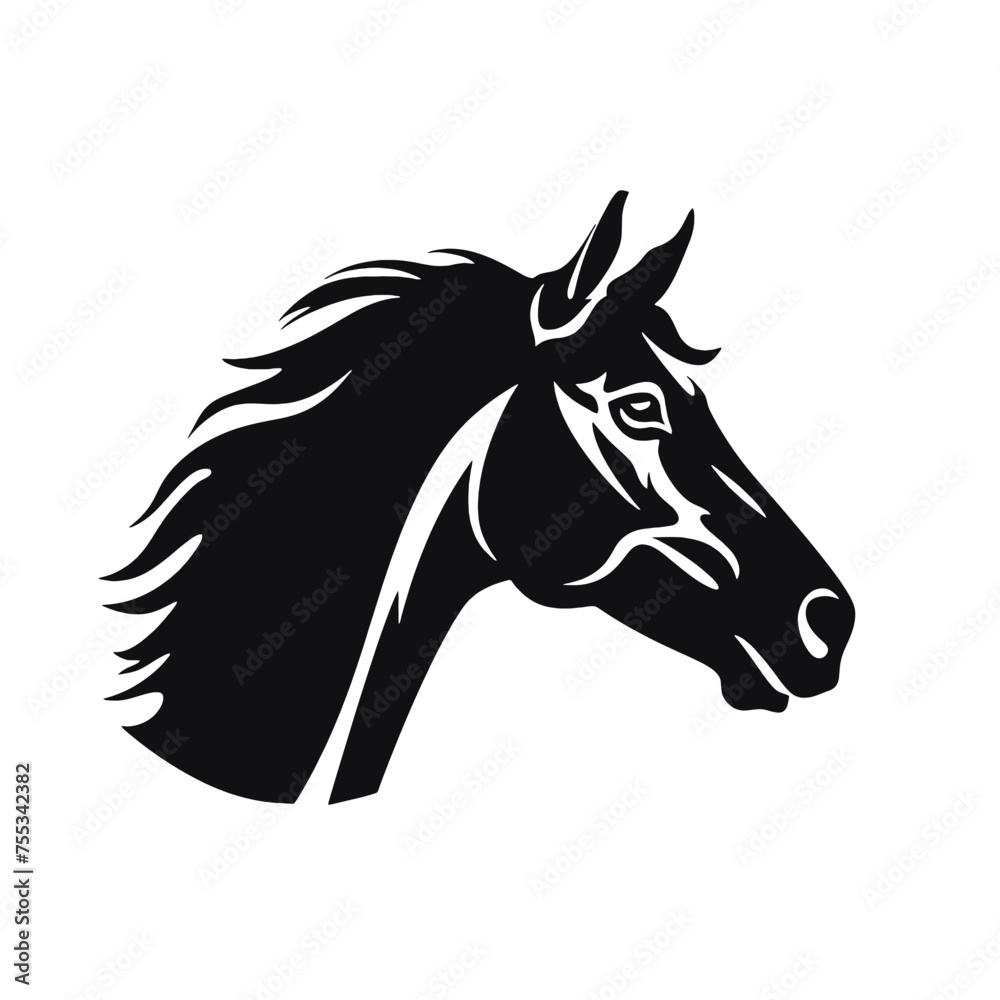 black mustang -  horse side view vector silhouette