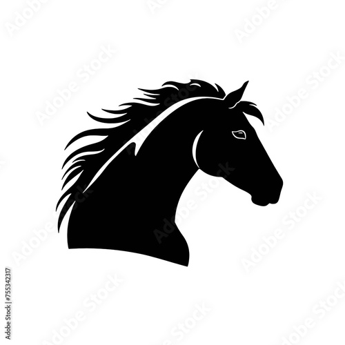 black mustang -  horse side view vector silhouette