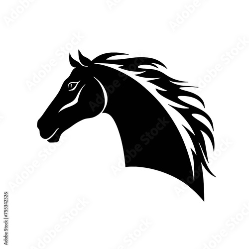 black mustang -  horse side view vector silhouette