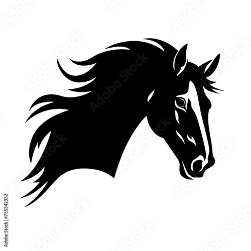black mustang -  horse side view vector silhouette