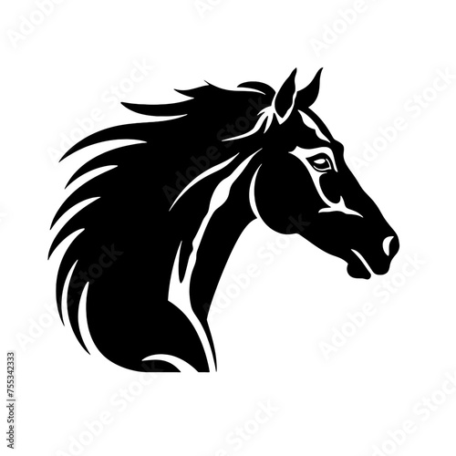 black mustang -  horse side view vector silhouette