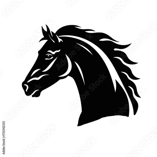 black mustang -  horse side view vector silhouette
