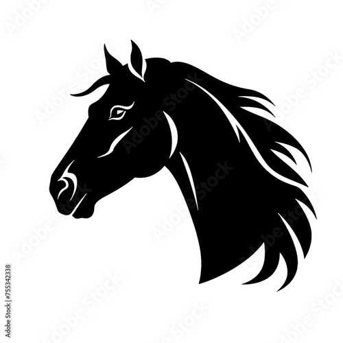 black mustang -  horse side view vector silhouette