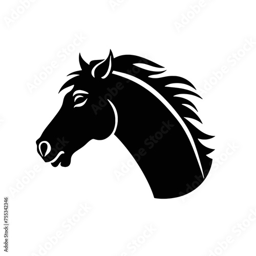 black mustang -  horse side view vector silhouette