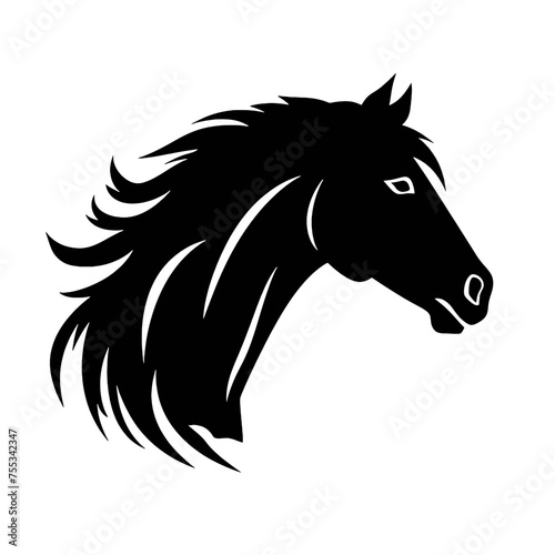 black mustang -  horse side view vector silhouette