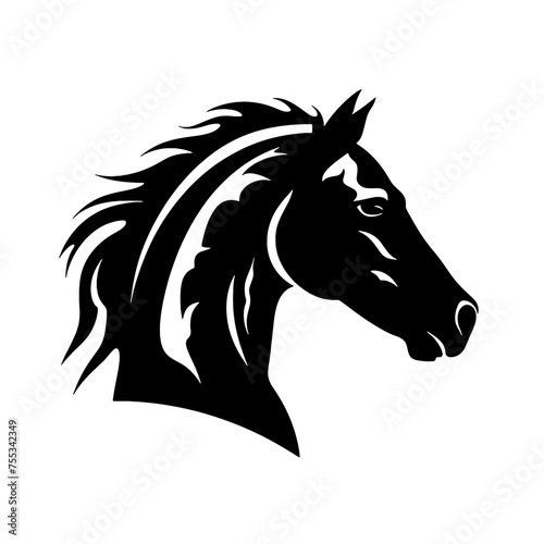 black mustang -  horse side view vector silhouette