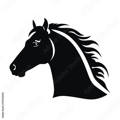 black mustang -  horse side view vector silhouette