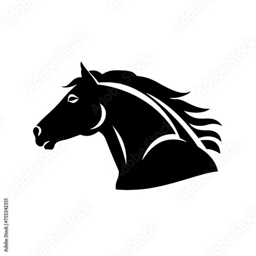 black mustang -  horse side view vector silhouette