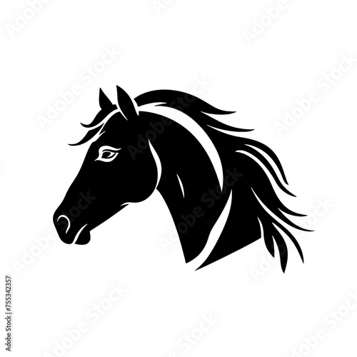 black mustang -  horse side view vector silhouette
