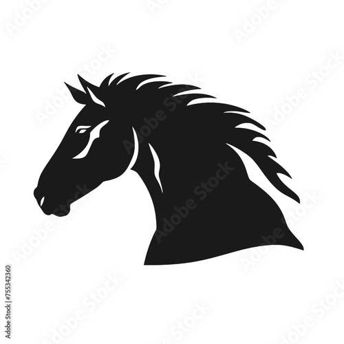 black mustang -  horse side view vector silhouette