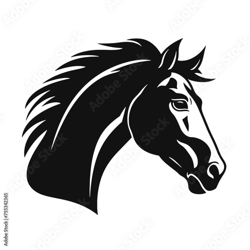 black mustang -  horse side view vector silhouette