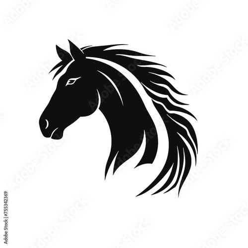 black mustang -  horse side view vector silhouette
