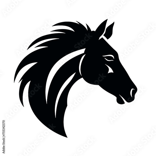 black mustang -  horse side view vector silhouette