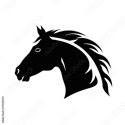 black mustang -  horse side view vector silhouette